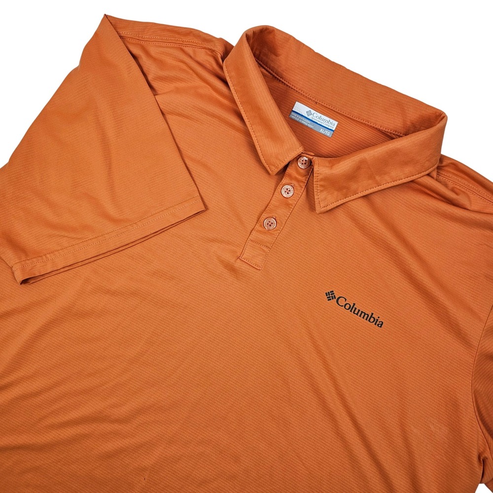 Columbia Polo Shirt Omni-Wick Fishing Golf S/S Men's XL‎ Orange Striped Casual